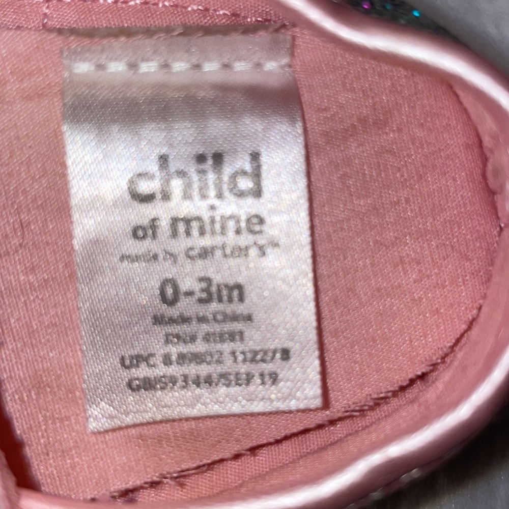 Carter’s child of mine 0 to 3 month sparkly pink and silver shoes - Picture 3 of 3